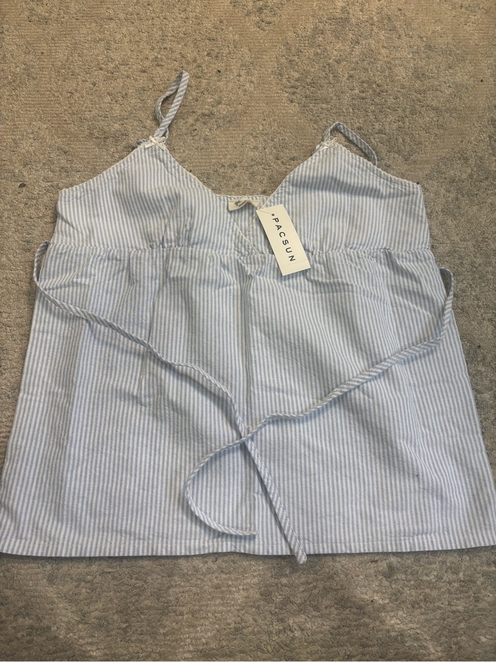 PacSun Light Blue and White Striped Tie-Waist Cami